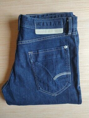 Artful Dodger Slim Men's Jeans Blue Navy Stitch White USA Cotton Size 36 Pockets